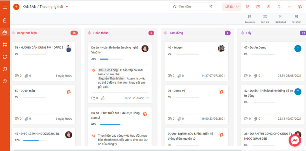 Màn hình Kanban trực quan hóa quy trình quản lý công việc và dự án