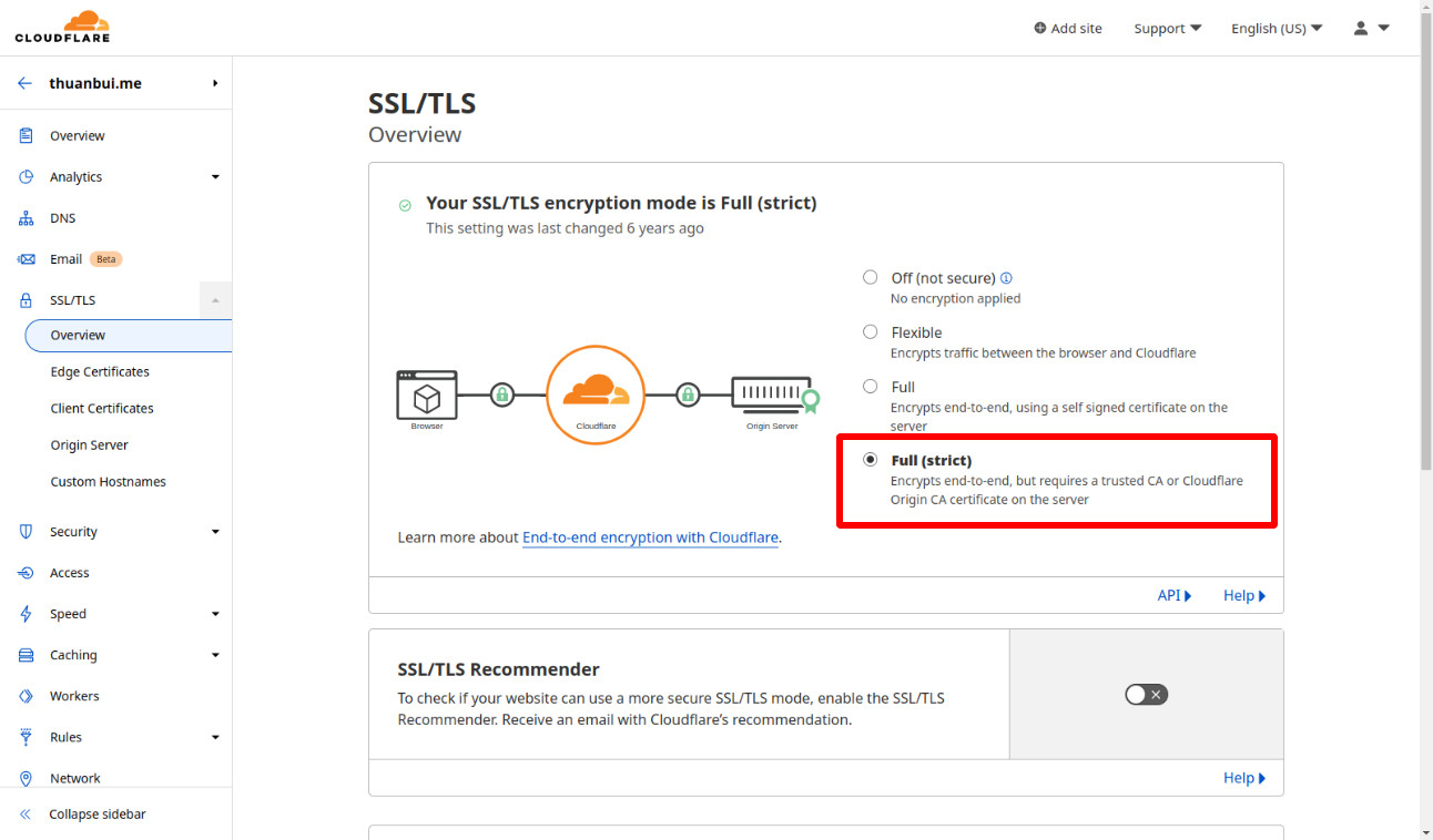 Thiết lập SSL/TTS cho Cloudflare Tunnel
