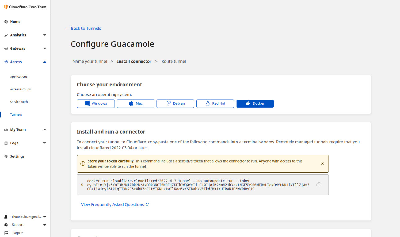 Chọn phương pháp cài đặt cloudflared bằng Docker