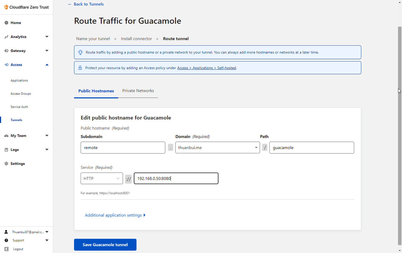 Định tuyến dịch vụ mạng qua Cloudflare Tunnel