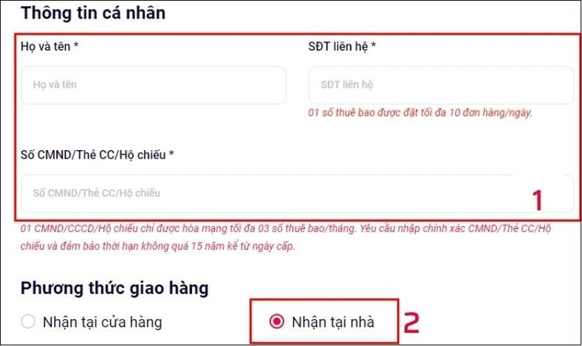 Điền thông tin cá nhân