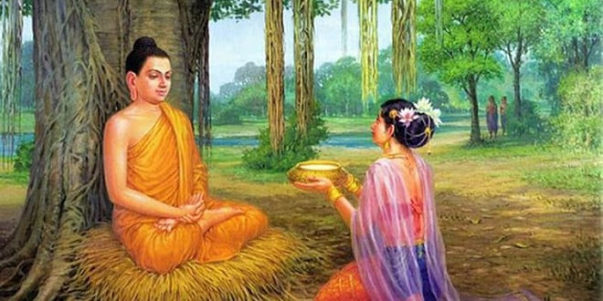 Hình ảnh minh họa về sự khác biệt giữa ba la mật và phước đức, với một bên là hình ảnh tích lũy tài sản và một bên là hình ảnh buông bỏ gánh nặng.