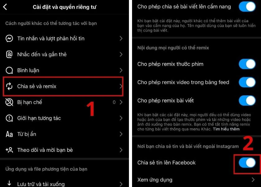 Cách reup story từ Instagram lên Facebook