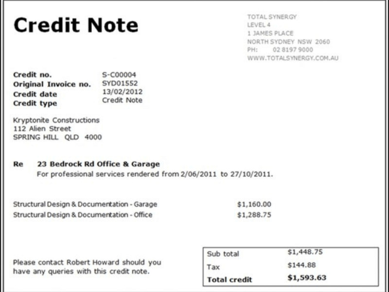Credit Note được dùng khi sản phẩm bị lỗi hoặc hư hỏng do lỗi của nhà cung cấp