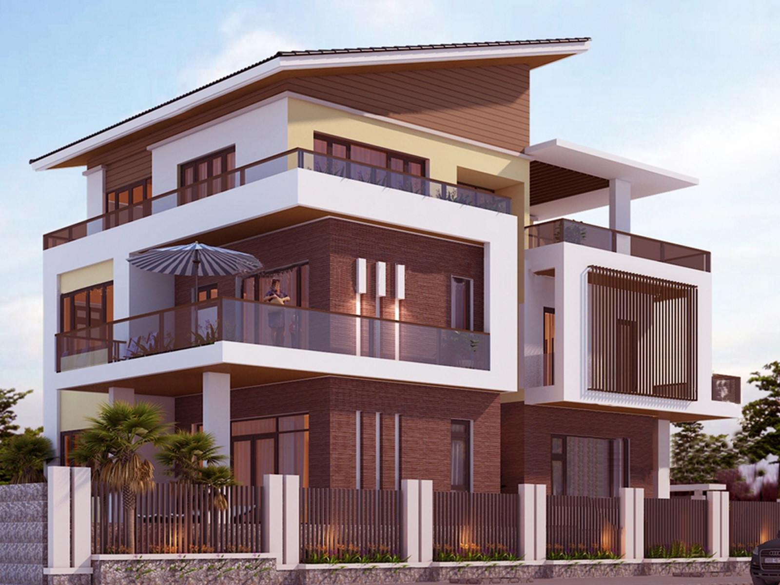 Biệt thự hiện đại với hồ bơi và sân vườn xanh mát, tạo không gian sống thư giãn và đẳng cấp