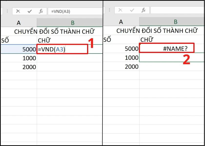Lỗi #NAME? do chưa bật Add-ins