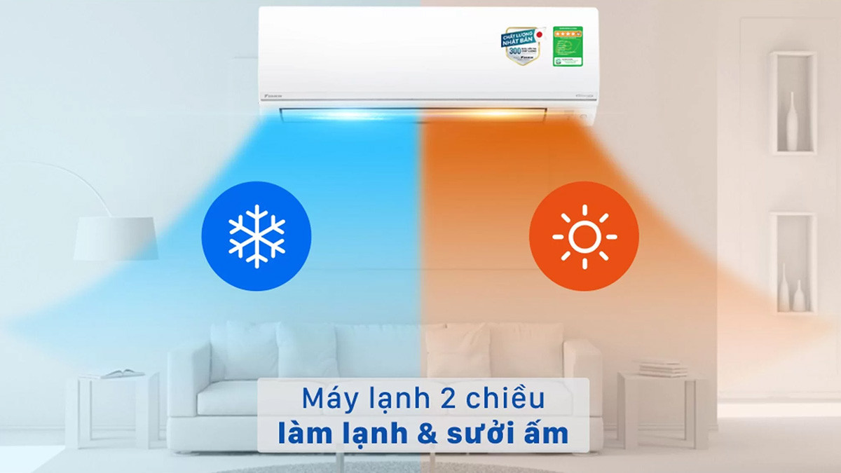 Máy lạnh 2 chiều, hay two-way air conditioner, là lựa chọn lý tưởng cho cả mùa hè và mùa đông