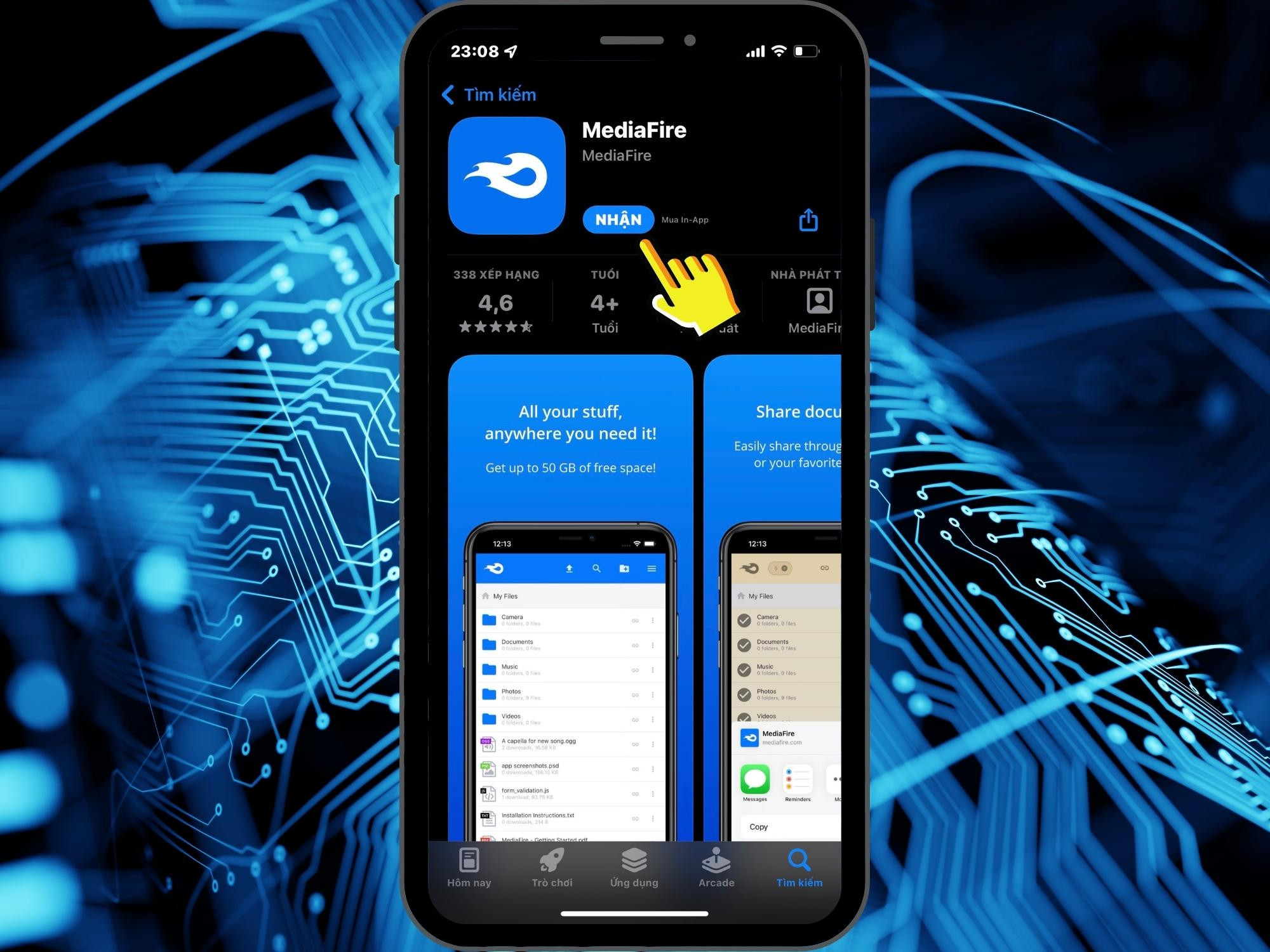 Ảnh chụp màn hình nút tải ứng dụng MediaFire trên App Store