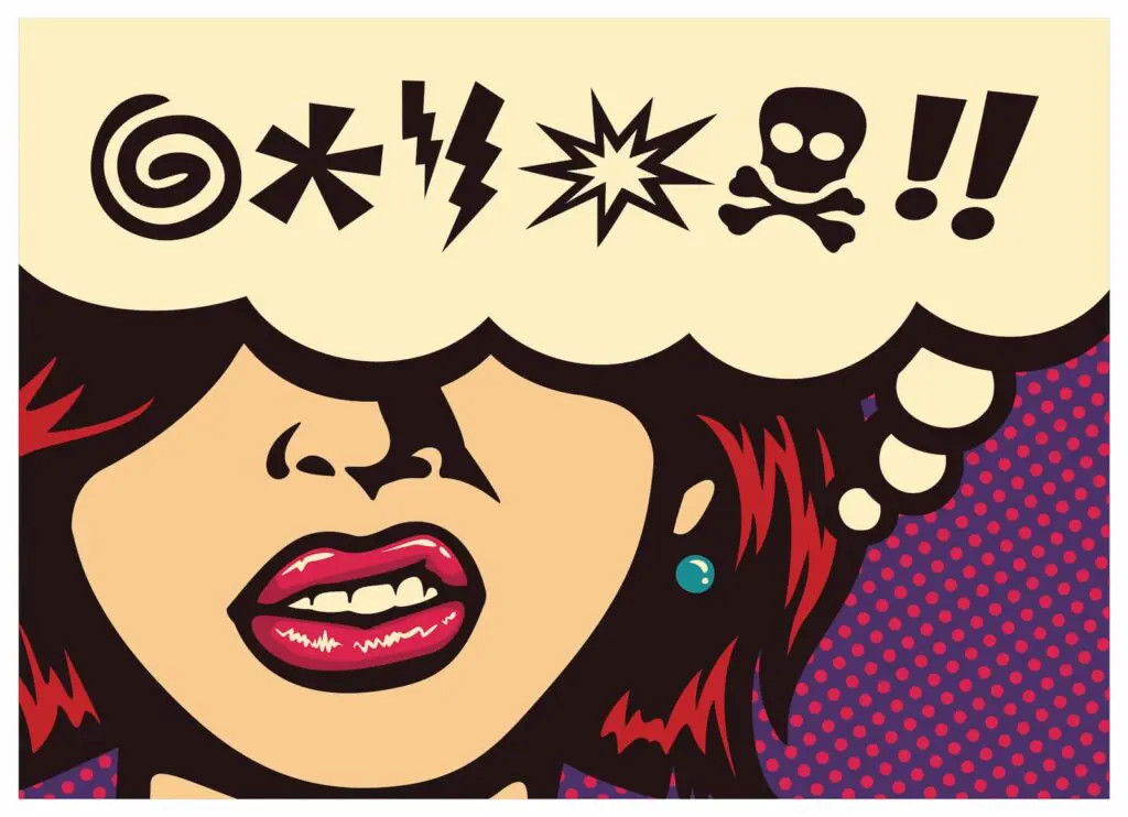 Hình ảnh một người phụ nữ đang suy nghĩ về những lời thô tục