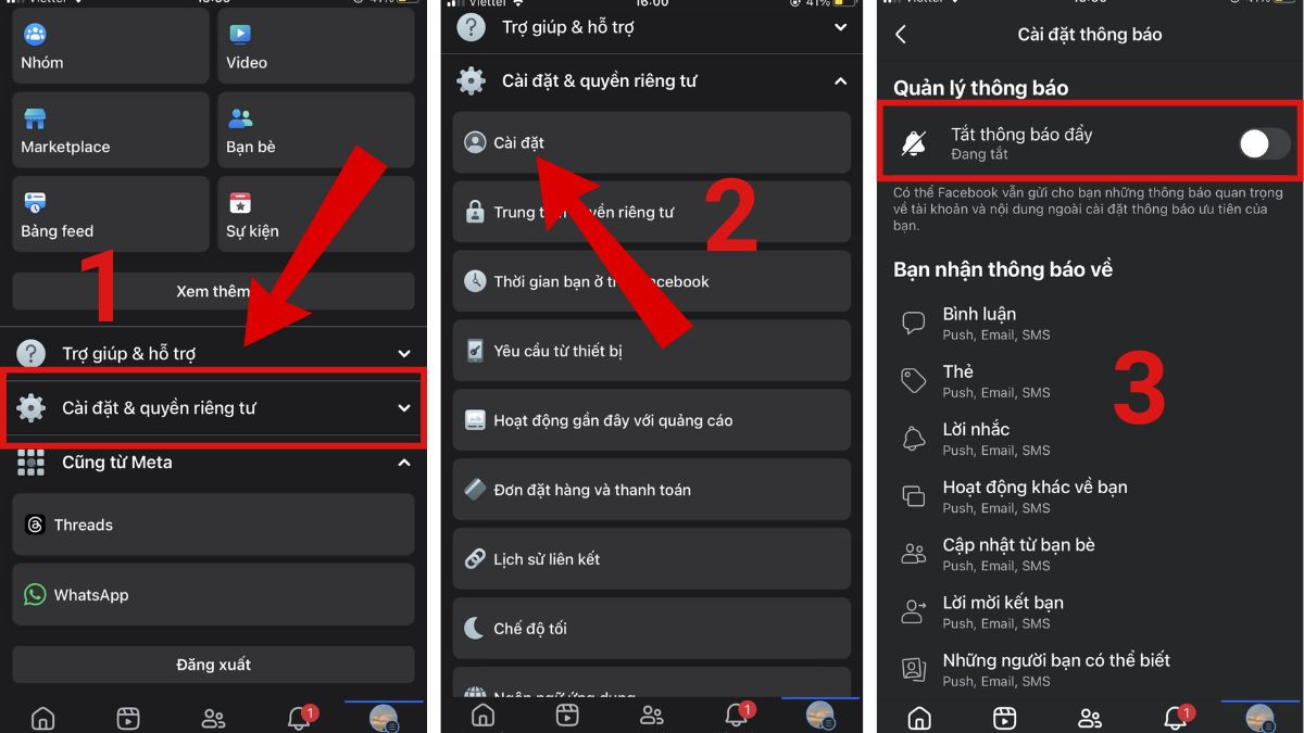 Tắt thông báo Facebook