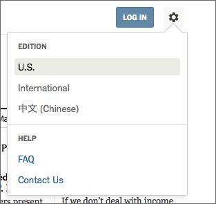 Ảnh chụp màn hình utility navigation của The New York Times