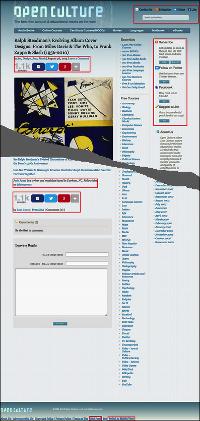 Ảnh chụp màn hình trang web với utility navigation được nhóm ở nhiều vị trí khác nhau trên trang