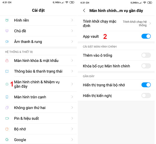 App Vault trên Xiaomi