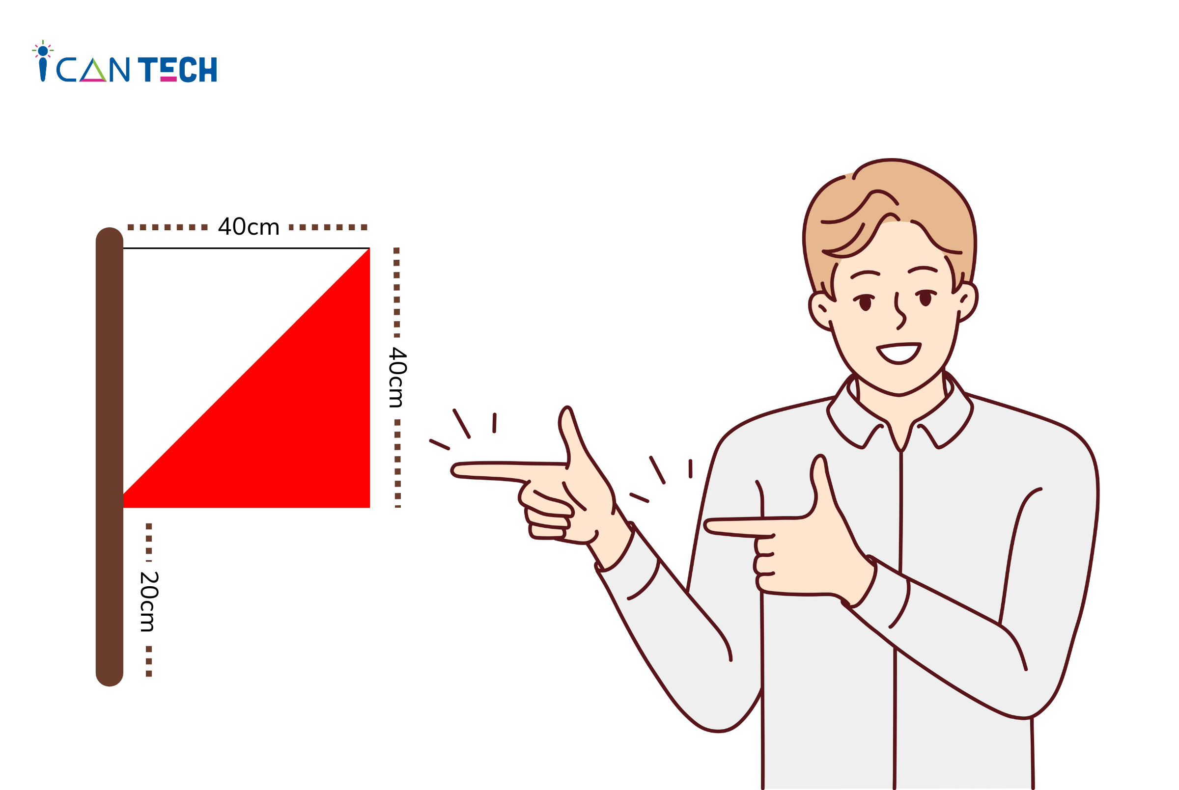 Cờ semaphore tiêu chuẩn với hai màu đỏ và trắng