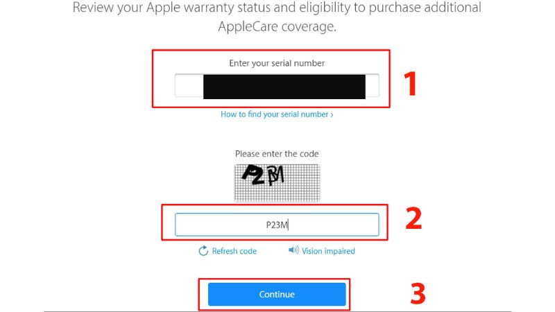 Kiểm tra số seri trên iPad, iPhone qua trang web - Bước 2