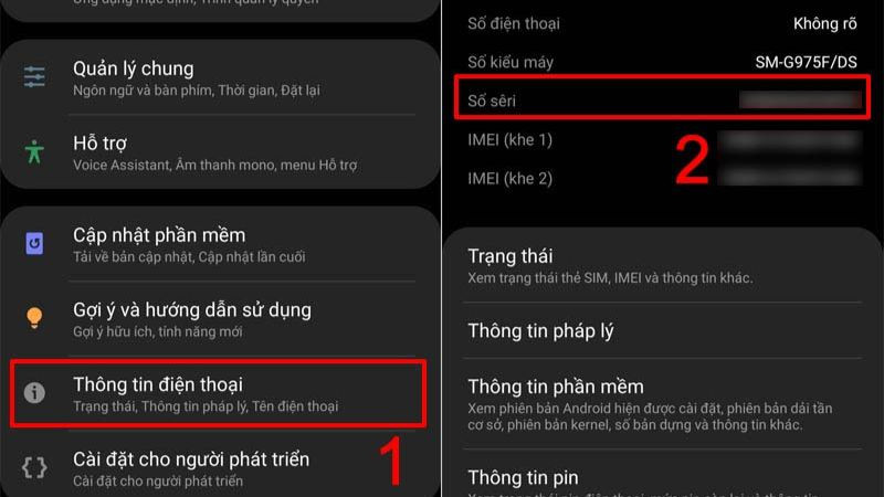 Cách kiểm tra số seri trên Android