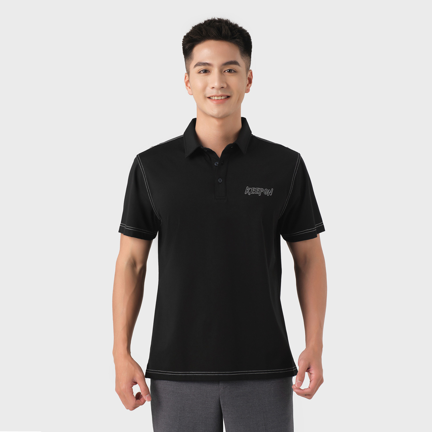 Kiểu áo polo APC23020 màu đen quyền lực, nam tính