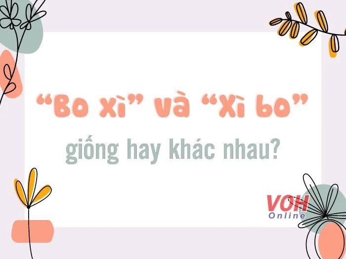 Sự khác biệt giữa "bo xì" và "xì bo" được thể hiện qua hình ảnh minh họa
