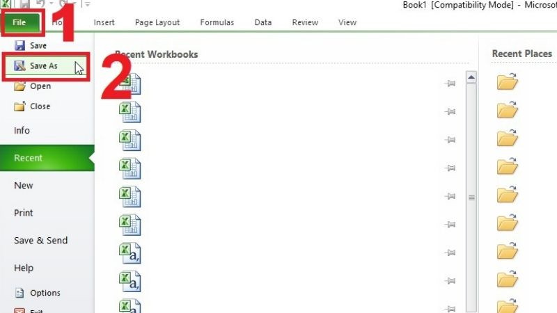 Chuyển đổi file XLSX bằng Excel